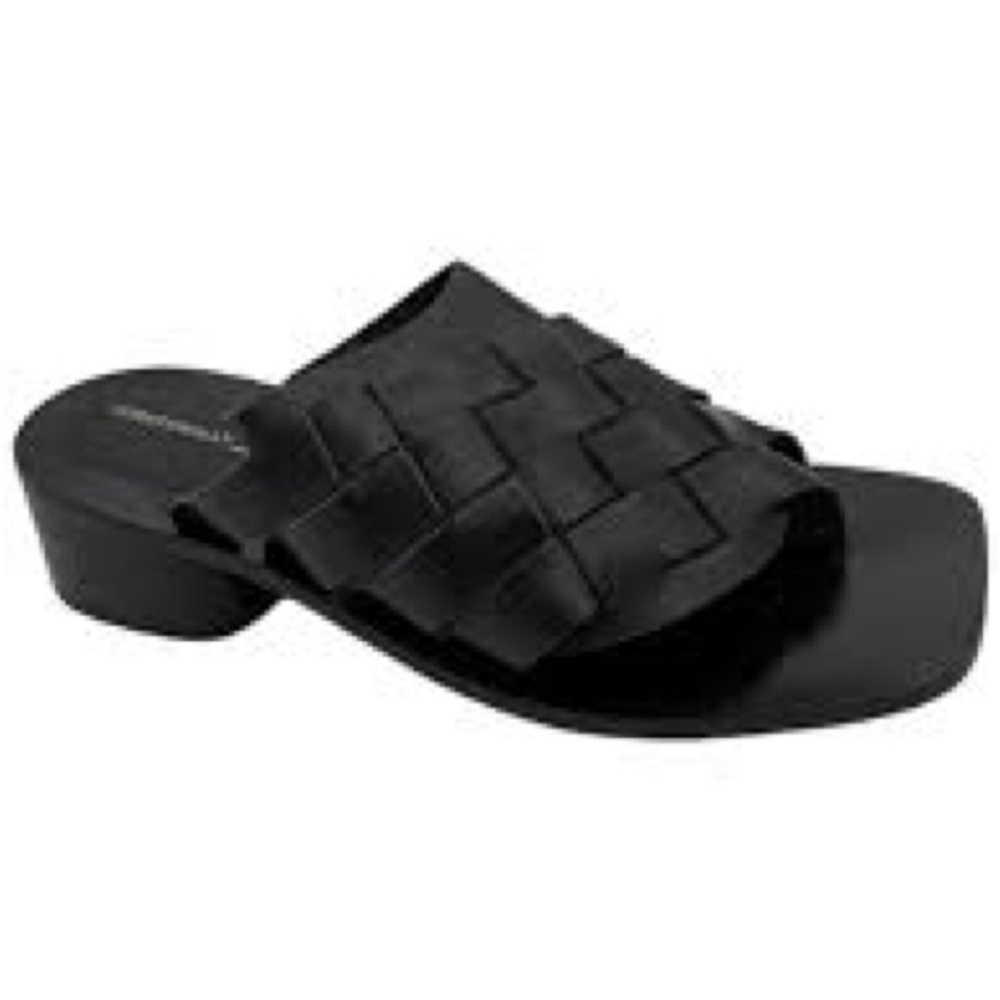 INTENTIONALLY BLANK Black Woven Leather Mule Sandal Slide 8